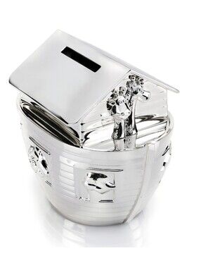 MAISON BIRKS Silver Plated Noah's Ark Coin Bank. Baby Collectable Gift
